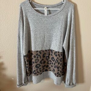 Vanilla Bay Gray Textured Knit Feel Top Long Sleeve Size M